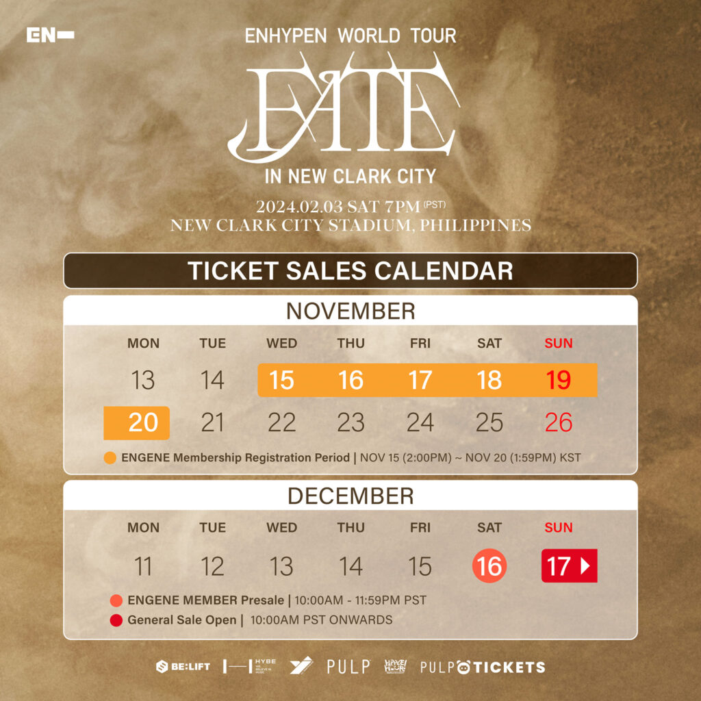 enhypen concert in the philippines 2024 ticket sales calendar