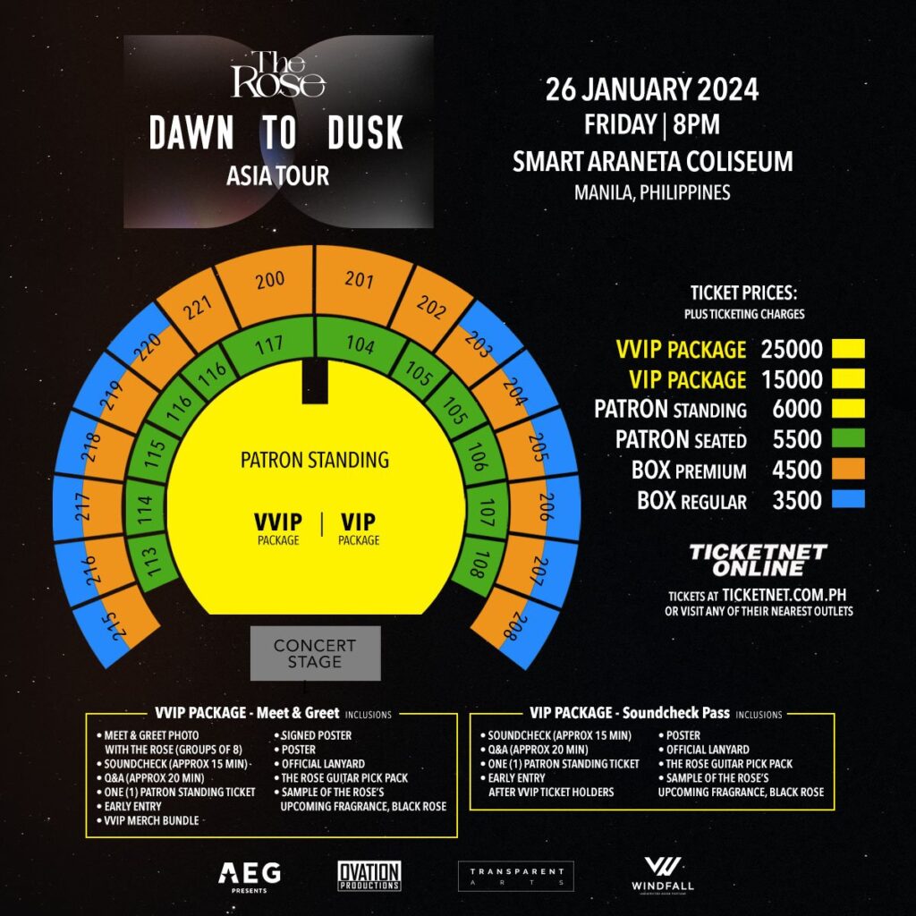 the rose concert in manila 2024 seat plan and ticket prices